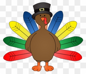 Thanksgiving Turkey Clip Art - Turkey With Colored Feathers