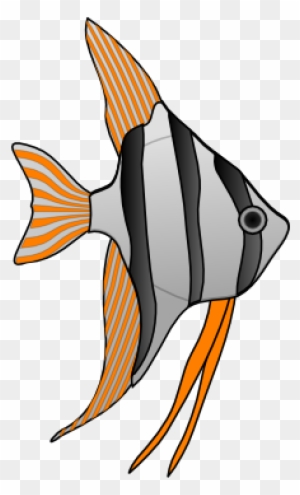 Fish With Orange Stripes Clip Art At Clker - Cartoon Angel Fish