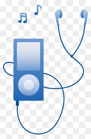 Blue Mp3 Player Playing Music - Mp 3 Player Clipart Black And White