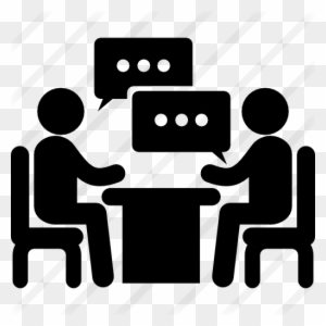 Men Couple Sitting On A Table Talking About Business - Two People Talking Icon