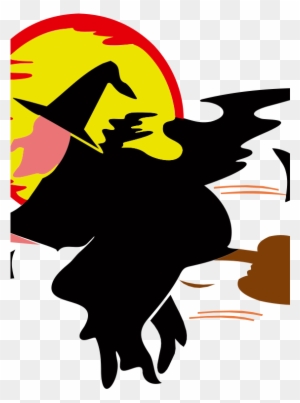 Witch Over Harvest Moon Clip Art - Car Stickers Flying Witch Sticker