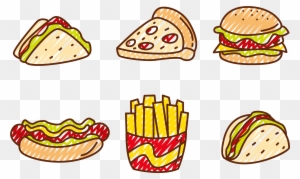 Fast Food Hamburger Pizza Hot Dog Club Sandwich - Fast Food Vector