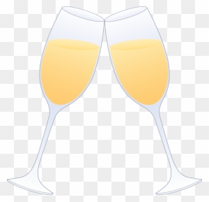 Glasses Of Champagne Clinking - Two Wine Glasses Clinking Cartoon
