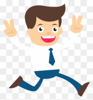 Happy Businessman Hands Raised Up - Happy Business Man Clip Art Png