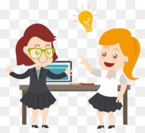 Two Business Woman With Idea Light Bulb - Portable Network Graphics
