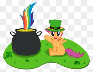 Rainbow With Pot Of Gold At End Clipart - Pot Of Gold End Rainbow