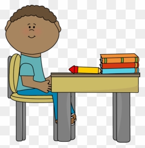Boy In School - Sitting At Desk Clipart