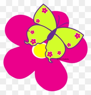 Flower And Butterflies Clipart Summer Spring Clip Art - Flower With Butterfly Clip Art