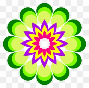 Geometric Flower Multicolor Clip Art At Clker - Multi Color Clip Art