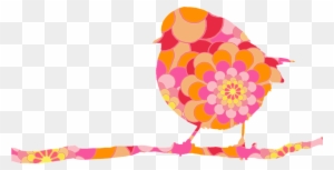Bird, Robin, On Branch, Flower-power, Floral Design - Floral Bird Design
