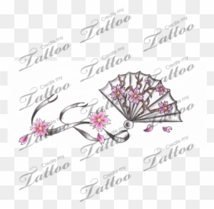 Marketplace Tattoo Japanese Cherry Blossom Fan - Rose Vine Wrist Tattoos - Free Transparent PNG Clipart Images Download