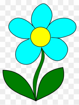 Blue Flower Svg Clip Arts 444 X 594 Px - Cartoon Flowers With Stem