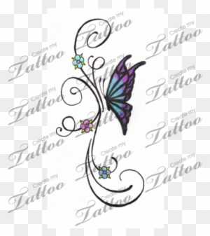 Marketplace Tattoo Little Butterfly And Flower Vine - Butterfly And Vine  Tattoos - Free Transparent PNG Clipart Images Download