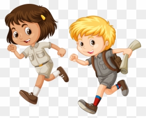 Child Running Cartoon Illustration - Cartoon Kids Running