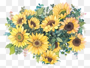 Common Sunflower Watercolor Painting Illustration - Sunflower Watercolor Png