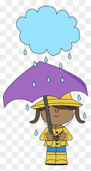Girl Under A Rain Cloud - Kids With Umbrellas Clip Art