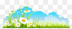 Flowers Sky Background Clipart - Spring Time Clip Art