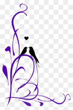 Love Birds On Branch Clip Art Clipart - Purple Love Birds Clipart