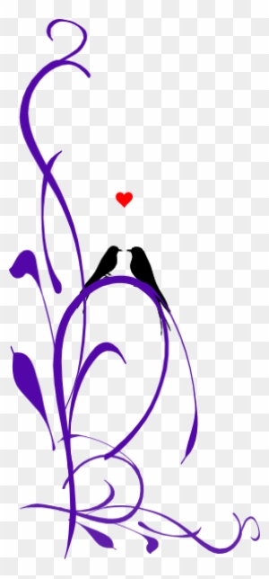Love Birds On A Branch Purple Long 2 Clip Art - Love Birds Clipart Purple