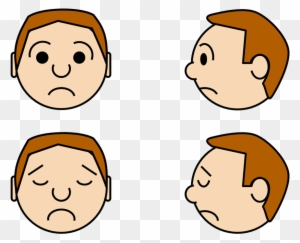 Powerpoint People Expressions, Etc - Sad Face Side View Cartoon