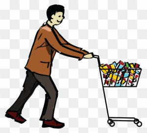Man With Japanese Shopping Cart - Shopping Cart Png Gif