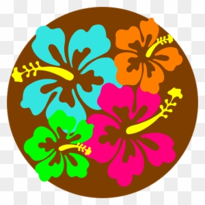 Hawaiian Flower Clipart Border - Luau Word Clip Art