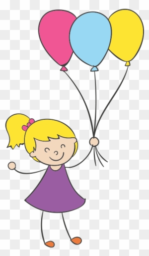 Cartoon Child Clip Art - Cartoon Girl Balloon