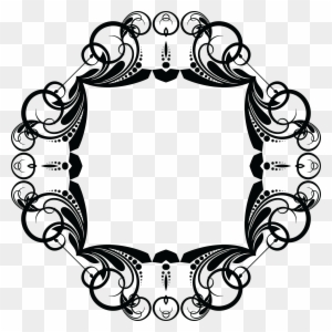 Free Clipart Of A Frame Design Element - Black And White Flower Circle Border Pattern