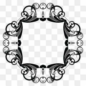 Free Clipart Of A Frame Design Element - Black And White Flower Circle Border Pattern