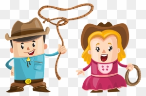 Couple Cowboy Boy Girl Love Man Woman Outd - Cartoon Cowboy And Girl
