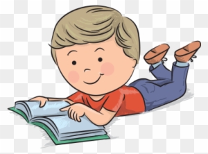 Clipart Yere Yatarak Kitap Okuyan Erkek Çocuk - Okuma Ile Ilgili Afiş