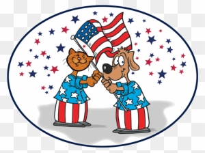 Dog And Cat With The Us Flag - American Flag Clip Art