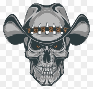 Old School Skull Cowboy - Cowboy Skull Tattoo Designs