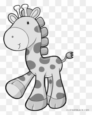 Baby Giraffe Animal Free Black White Clipart Images - Giraffe Cute Clipart