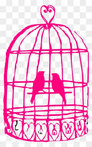 Hot Pink Bird Cage With Birds Clip Art At Clker - Birds In A Cage Drawing