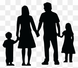 Free Clipart Of A Silhouetted Family Holding Hands - Family Holding Hands Clipart