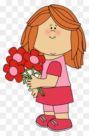 Flower Girl Clipart - Girl With Flowers Clip Art - Free Transparent PNG ...
