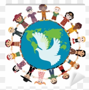Happy Children Holding Hands Around The Globe Wall - Social Responsibility Towards Society