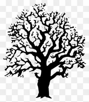 Black And White Oak Tree Clipart - Laser Cut Tree Vector
