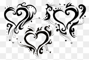 Bird Rose Ribbon Heart Valentine Tattoo Set Vector - Tribal Heart Tattoo
