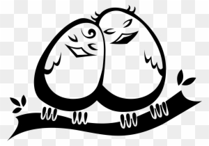 Lovebird Clipart Black And White - Birds In Love Clipart Transparent