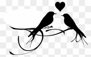 Free Love Birds Black And White Clip Art - Lovebirds Clip Art Black & White