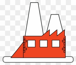 Color Silhouette Image Orange Building Industrial Factory - Illustration