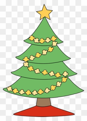 Popcorn Christmas Tree - Christmas Tree With Lights Clipart
