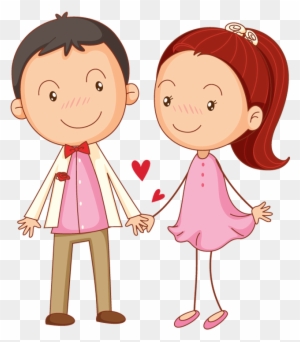 Cartoon Couple In Love Holding Hands - Boy And Girl Love Cartoon