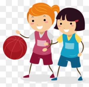 Little Basketball Girls Wall Sticker - Girl Playing Netball Clipart