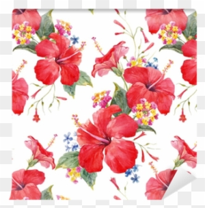 Watercolor Tropical Floral Vector Pattern Wallpaper - Hibiscus Watercolor