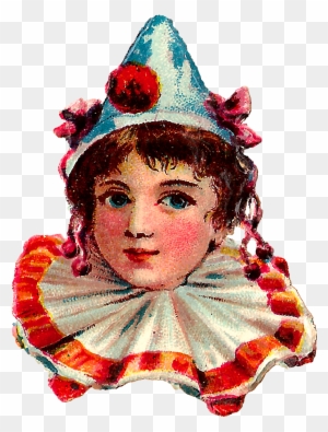 Each Vintage Clown Is Wearing A Pointed Hat With Pompoms - Vintage Circus Clown Clipart