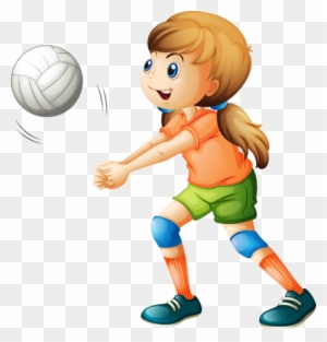 Personnages, Illustration, Individu, Personne, Gens - Girl Playing Volleyball Clipart
