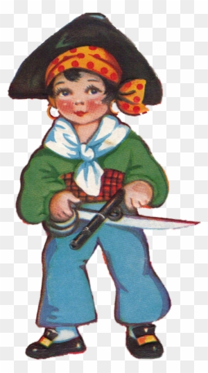 Vintage Valentine Pirate With Weapons - Vintage Karte Des Valentines Tagesmit Piraten